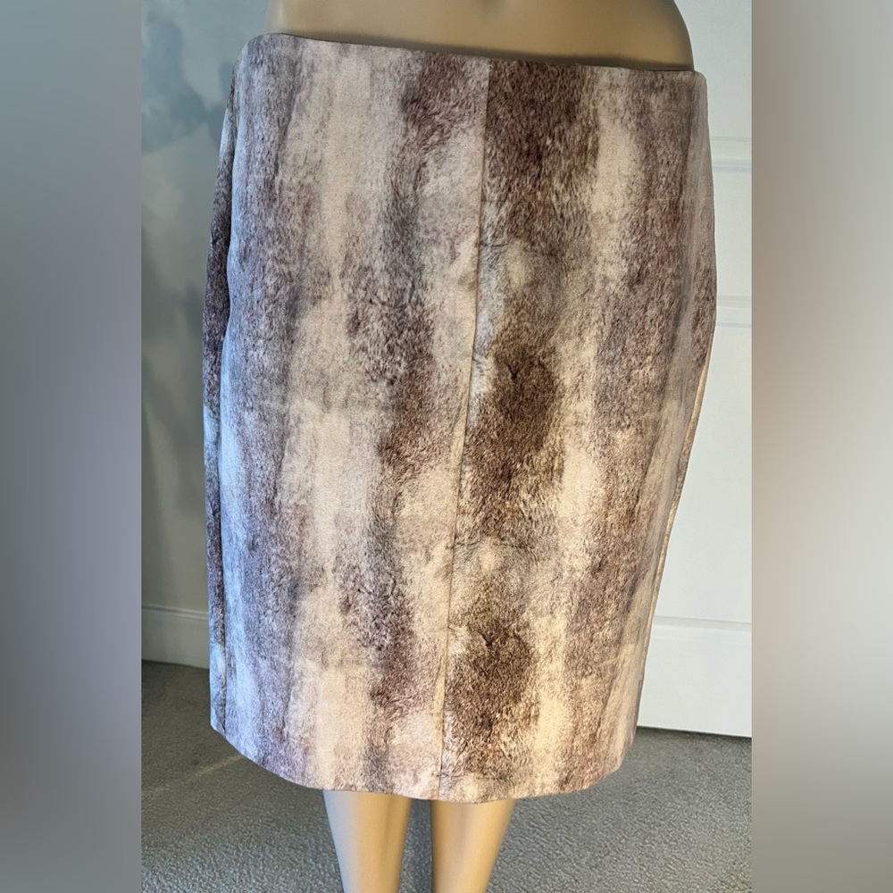 Catherine Melandrino skirt faux ponyhide skirt , straight knee length skirt